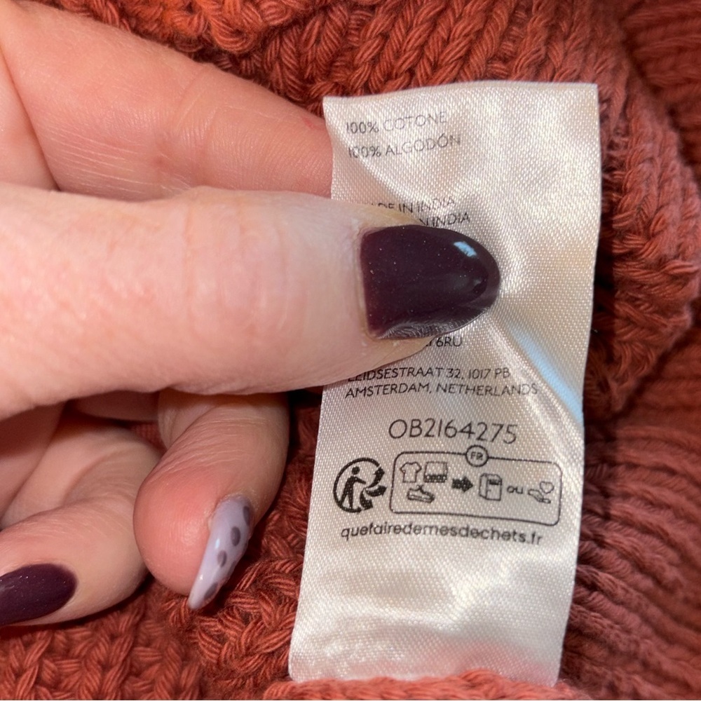 NWT Anthropologie Pilcro Rust Knit Sweater Tank V-Neck Ribbed Hem Textured Large - Picture 5 of 5